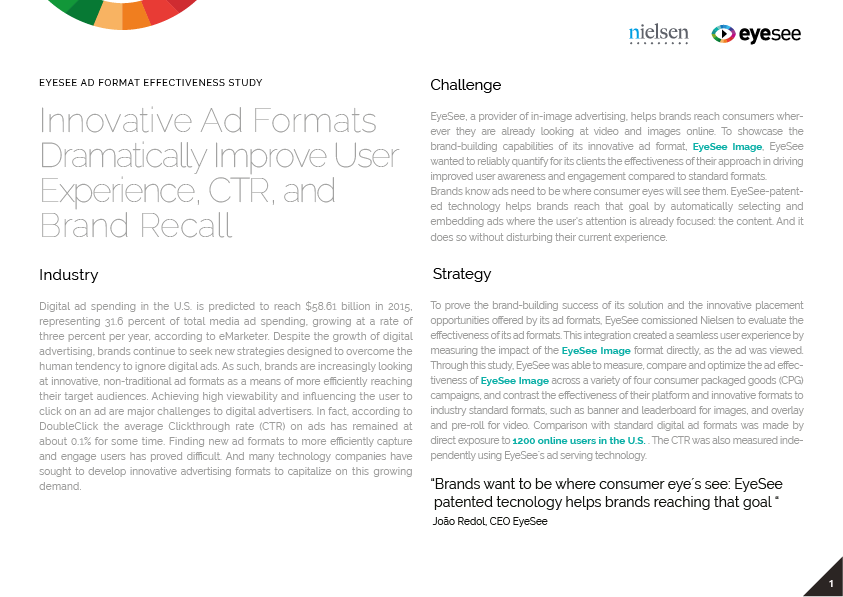 Nielsen study: industry challenge, EyeSee's strategy, and quote from EyeSee's CEO